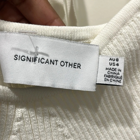 Revolve Significant Other Dacia Knit Long Sleeve Cropped Top in Cream Sz 4 - Picture 6 of 11